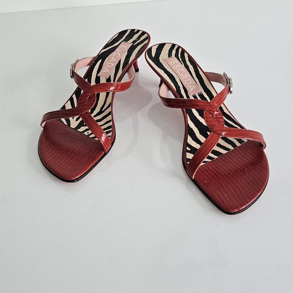 Escada Red Strappy Women's Sandals - Picture 4 of 10